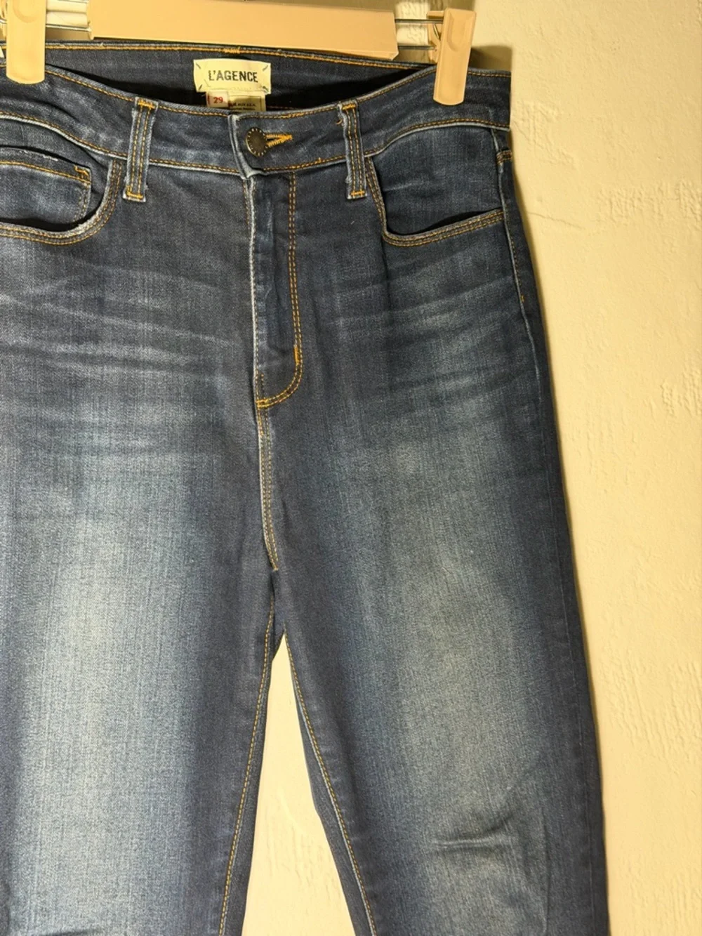 L'AGENCE dark distressed High-Rise Skinny Margot Jeans